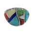 Southwestern Sterling Silver Multicolor Ring Size 7-1/2 AX53151